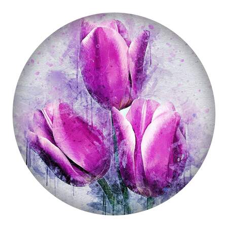 NEXT INNOVATIONS Spring Tulips Round Wall Art 101409002-SPRINGTULIPS
